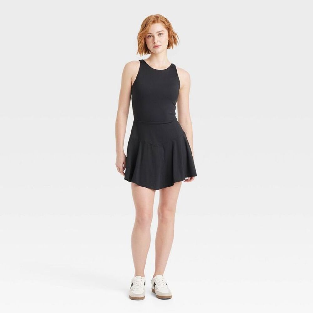 Women's Scallop Detail Active Dress - Black XXL